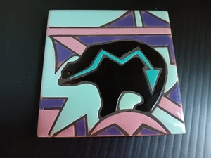 Vintage Indianer Kunst Fliese Bär Untersetzer Untersetzer Wanddeko - Bild 1 von 7