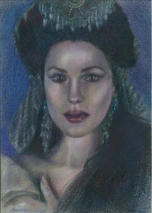 original painting A4 140ST artwork mixed media modern female portrait - Picture 1 of 1