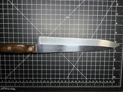 ВИНТАЖНЫЙ французский поварской нож Cutco 1025 с коричневой закрученной ручкой ~ наконечник согнут как есть - Изображение 1 из 4