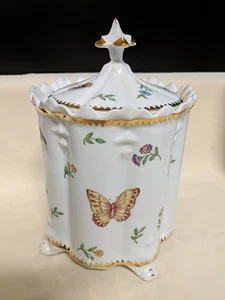 I Godinger & Co Butterfly Insect Gold Trim Covered Porcelain Canister 7.75" tall - Picture 1 of 5