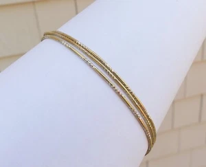 Vermeil sterling silver bracelet triple-strand Italy gold-wash texture chain 925 - Imagen 1 de 17