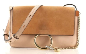 Chloe Faye Shoulder Bag Leather and Suede Small Neutral - Picture 1 of 10