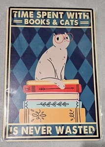 Bücher und Katzen Blechschild 8"×12" - Bild 1 von 1