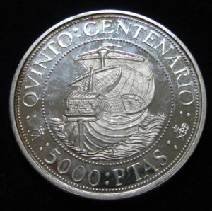 ZALDI2010 - ESPAÑA . 5000 PESETAS DE 1989 , PLATA - Photo 1 sur 2