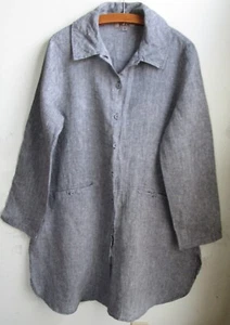 FLAX Designs LINEN Duster Jacket S NWT COAL - Picture 1 of 9