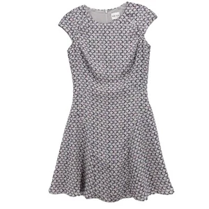 REISS Skala Print Dress Chain Geometric Fit & Flare Size 4 - Picture 1 of 8