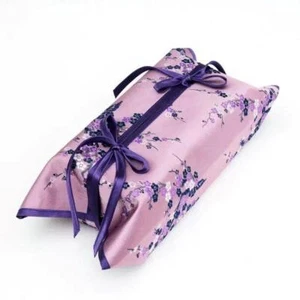 Brocado de flor de cerezo púrpura caja de pañuelos cubierta polvo habitación baño decoración - Imagen 1 de 2