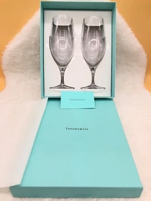 Juego de 2 vidrios luminosos Pilsner Tiffany & Co. nuevos en caja - cristal de regalo navideño Foto 1 de 4