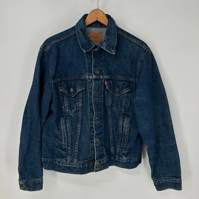 Винтажная мужская куртка Levis 44 синяя джинсовая ткань водитель грузовика сделано в США - Изображение 1 из 4