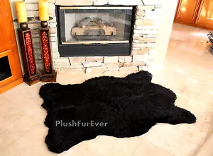 5' x 7' Californian black bear faux fur rug bearskin realistic lodge  - Picture 1 of 2