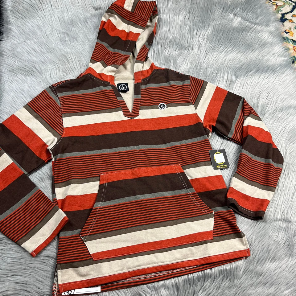 Volcom Surf Skate Boys Mar Azul Poncho Pullover Sweater Striped Size M - Image 1 of 4