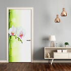 3D Home Art Door Self Adhesive Removable Sticker Flowers Orchid and bamboo