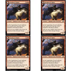 4 x BREAKNECK RIDER NM Shadows Over Innistrad MTG Red - Human Unc - Foto 1 di 1