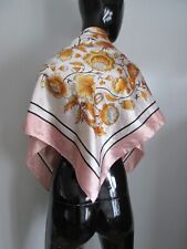 100% Silk Feeling Polyester Peach Floral Print Large Square Scarf