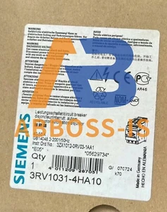 SIEMENS 3RV1031-4HA10 Circuit Breaker New One Expedited Shipping 3RV1 031-4HA10 - Picture 1 of 1