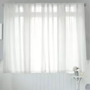 2 Sheer Voile Curtains 252 cm wide 160 cm Drop+ Hooks Pinch Pleat New - Picture 1 of 9