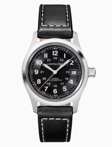 Hamilton Khaki Field Automatic Black Dial Leather Strap Men's Watch H70455733 - Picture 1 of 3