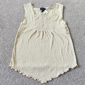 Vintage Y2K Limited Too Asymmetrical Smocked Lettuce Trim Tank Top Girls L - Picture 1 of 5