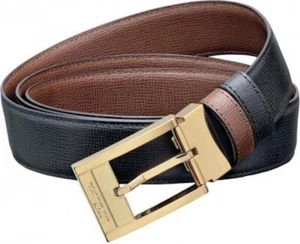 S.T. Dupont Reversible Black / Brown Leather 25mm Belt Gold Buckle 8142020 NIB - Picture 1 of 4