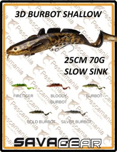 Savage Gear "3D BURBOT" 25cm 75gr SLOW SINK bottatrice artificiale spinning - Foto 1 di 11