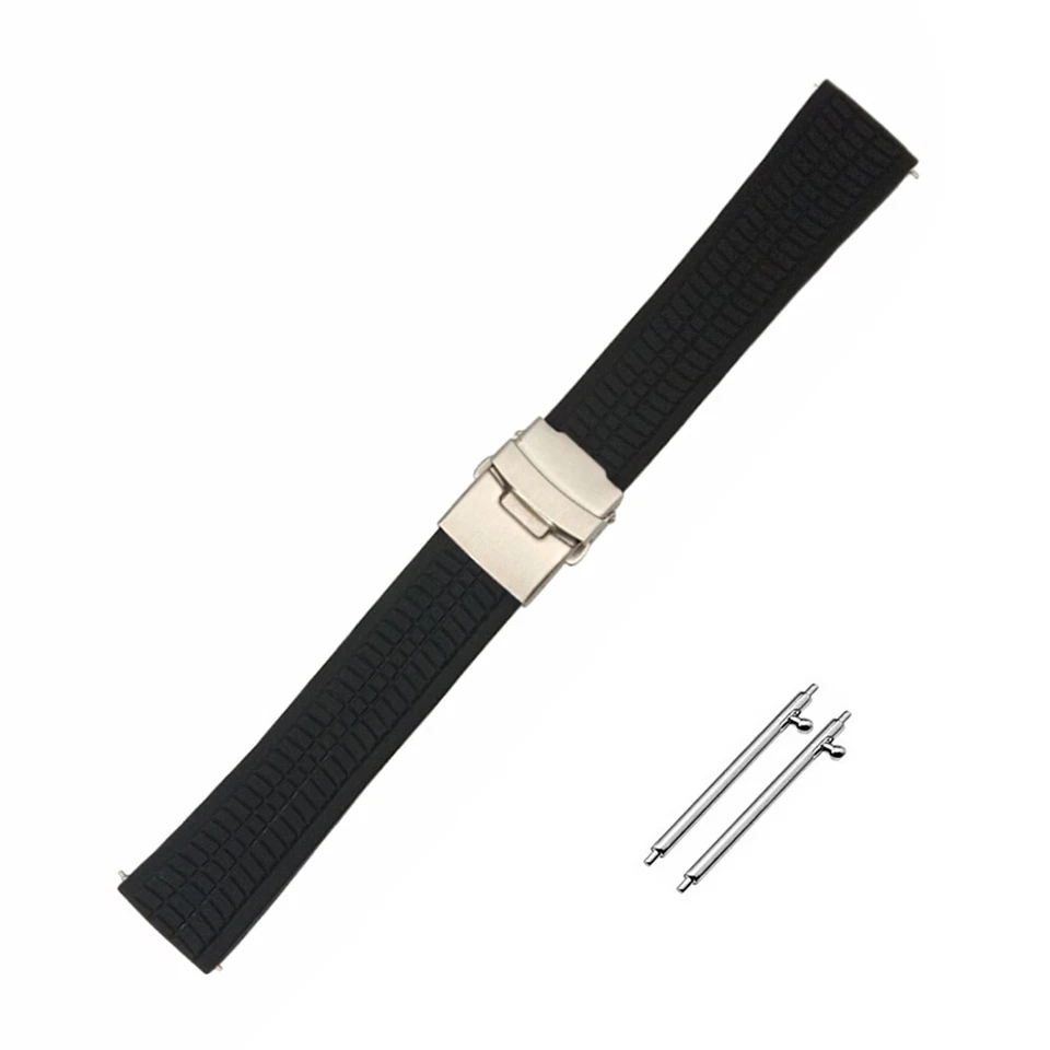 New Men's Silicone Rubber Watch Strap Band Deployment Clasp 20mm 22mm 24mm - Image 1 of 1