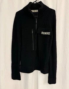 Bikkembergs Men’s Full Zip Up Black Sweater w Pockets Size Medium Made in Italy - Picture 1 of 5