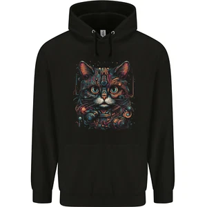 Astral Cat With Fantasy Tribal Markings Childrens Kids Hoodie - Picture 1 of 3