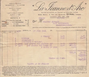 Alte Rechnung La Jeanne d'Arc à Epinal 1931 alte französische Rechnung Bill - Bild 1 von 1