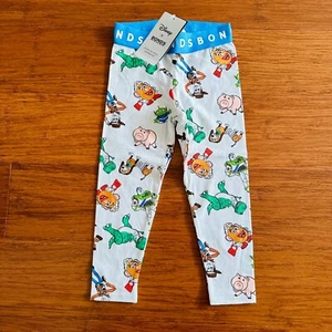 Bonds Disney Toy Story Woody Rex White Blue Stretchies Leggings Pants Sz 2 BNWT - Picture 1 of 3