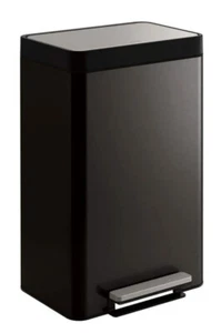 KOHLER Compartment Trash Can 5.5Gal Quiet Close Lid Space-Saving Black Stainless - Picture 1 of 3