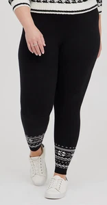 Torrid 2 Fair Isle Sweater Knit Legging Womens 2X Black Full Length New - Picture 1 of 17
