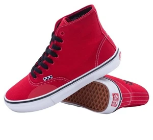 VANS Hockey x Skate Authentic High Andrew Allen Red Canvas Sneakers Size12 EC - Picture 1 of 12