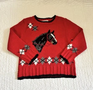 Hartstrings 4t horse sweaterRed white black equestrian - Picture 1 of 3