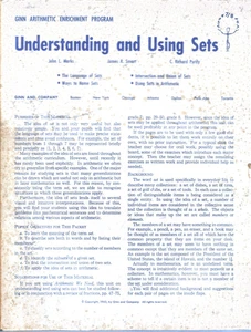 Understanding and Using Sets, Ginn Arithmetic Enrichment Program 1962 John Marks - Picture 1 of 15