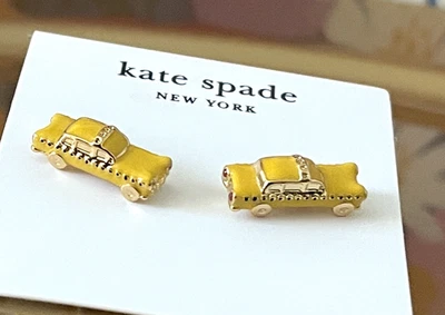 Kate Spade Hit The City Taxi Stud Earrings Yellow Multi Cubic Zirconia NEW + Bag - Image 1 of 4