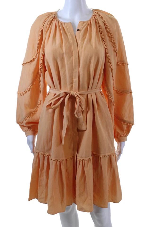 Vestido Kobi Halperin Mujer Botón Frontal Festoneado Prado Melocotón Crema Talla Pequeña Foto 1 de 4