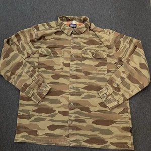 Patagonia Fjord Flanellhemd Herren Large braun Camouflage Knopfleiste Taschen 100% Baumwolle - Bild 1 von 11
