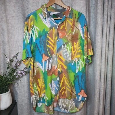 Camisa de manga corta grande con botones Jams World vintage de setas y hojas Foto 1 de 2