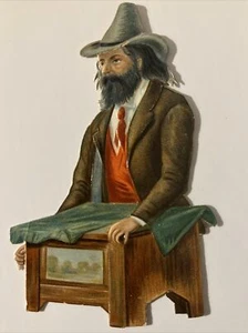 Bearded MAN in Suit giving SPEECH Antique Victorian 1880s Embossed Die Cut - Picture 1 of 4