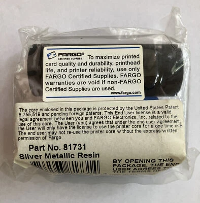 Fargo 81731 Silver Ribbon 1000 Prints ID Cards Pro, Pro L, Pro LX, Cheetah II - Image 1 of 4