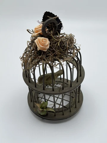Vintage Antique Brass Bird Cage 5" Tall Solid Brass Made in India Cover