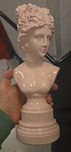Pink Ceramic 12” Ancient Greek Roman Woman’s Bust Sculpture Statue NEW Valentine - Picture 1 of 8