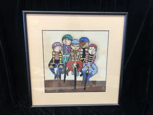 Needlepoint of Graciela Rodo Boulanger Tour de France Cross Stitch Framed Art - Picture 1 of 6