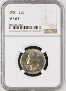 1951 Washington Quarter NGC MS67 - Picture 1 of 2