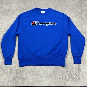 Sudadera Champion Tejido Inverso Grande Azul Pullover Activo Cuello Redondo Logo - Imagen 1 de 8