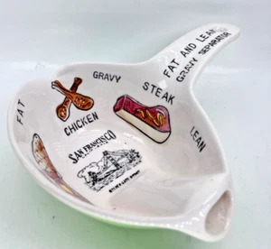 Gravy Boat Fat Separator Vintage Souvenir green Ceramic 7" Bridge San Francisco - Picture 1 of 8