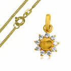 Anh&#228;nger Blume mit Zirkonias-Echt Gold/333(8K),mit vergoldeter Silberkette
