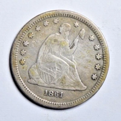 1861 SEATED QUARTER ~ NICE BOLD VF/XF! - Image 1 of 2