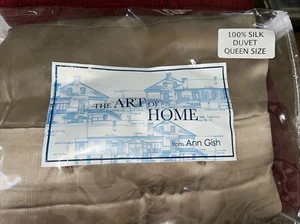 Ann Gish The Art of Home Queen Duvet 100% Silk Taupe New - Picture 1 of 3