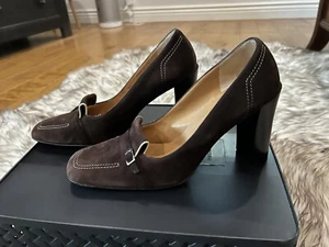 Bally Brown Suede High Heel Pump Size EU39, US 8 1/2 - Picture 1 of 5